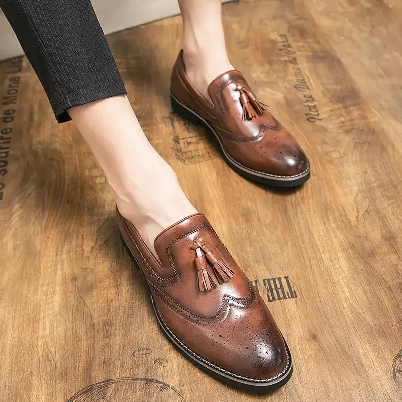 Business Leather Shoes Men's Party Youth British Style Student Platform Suit Shoes Men