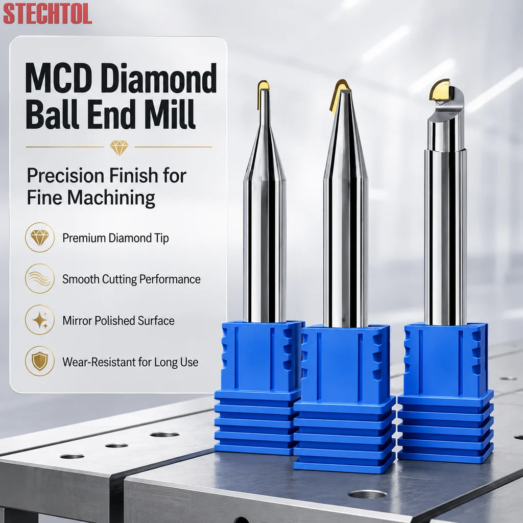 R0.5-5 MCD Monocrystal Diamond Milling Cutter Router Bit CNC Tool HSS Ball Endmill for Metal PVC Engraving Polishing Chamfering