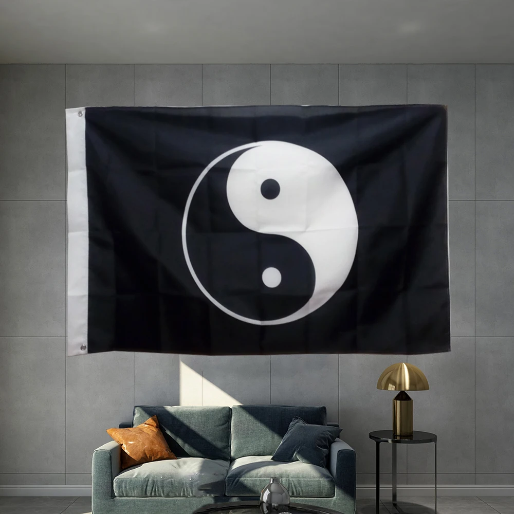 Yin Yang  Pattern Flag Tai chi Ancient Philosophy  Banner  3X5FT 150X90CM Banner Material Object Photography Double Sided