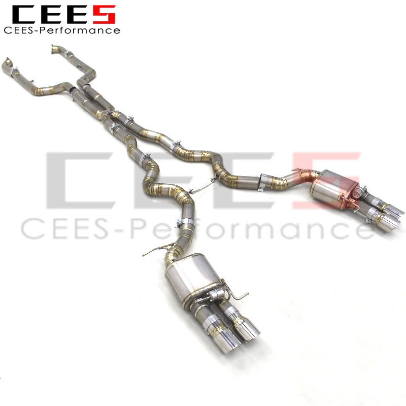 CEES Muffler Exhaust System for BMW M5 F10/F15 4.4TT 2012-2016 Vacuum Valve Catback Pipes Chrome Silver Tips