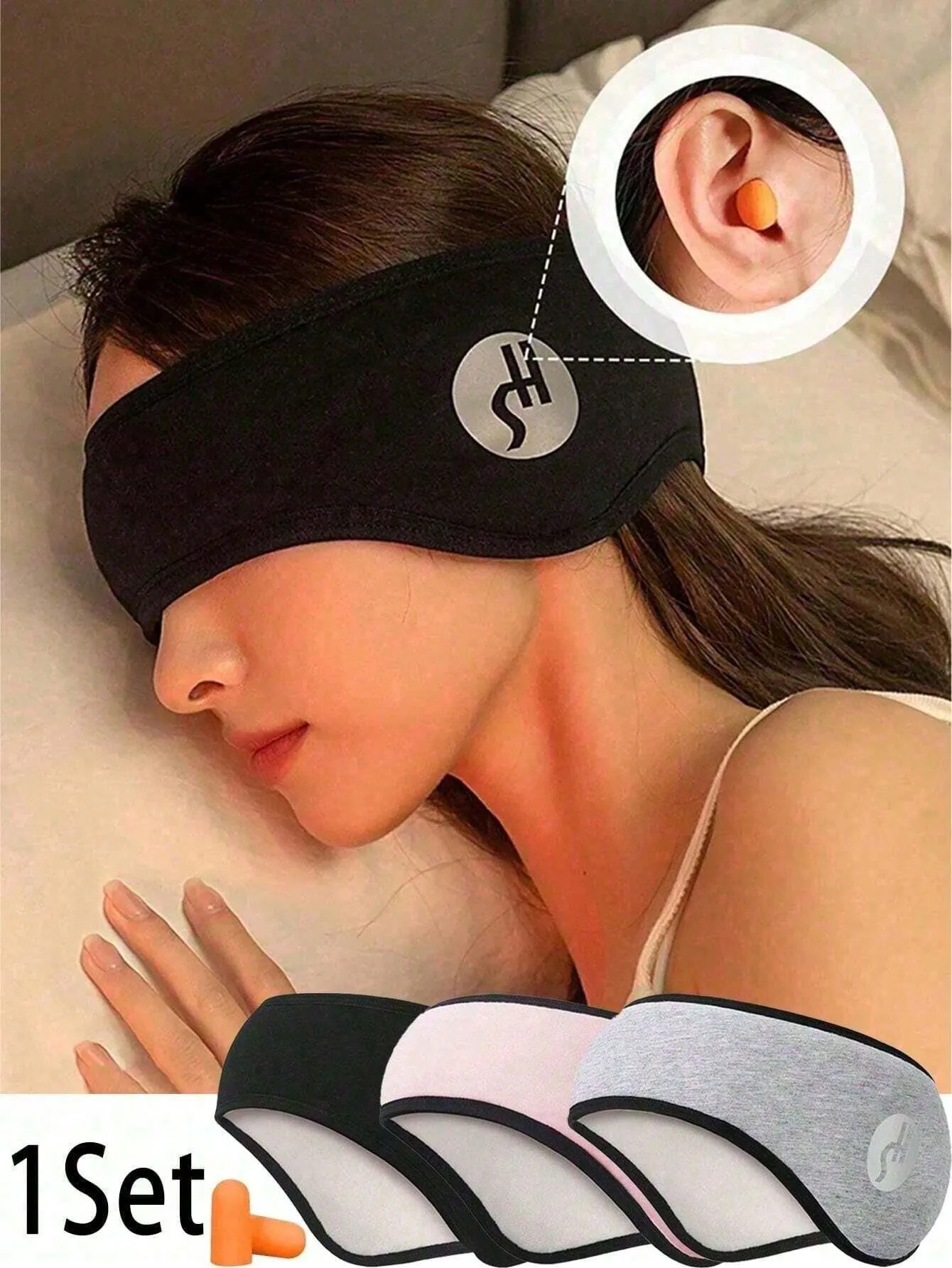 

1set, Sleep Soundproof Ear Muffs, Adjustable Hook And Loop Eye Mask, With Earplugs For NoiseBlocking Without Pressing Ears, Suitable For Sleeping, Napping, And Night Use ThroughoutThe Year.For Bedroom, Travel, Office, School (Black, Pink, Grey)), Back To