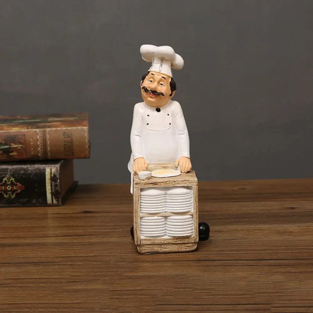الحرف اليدوية ريفي مخبز الشيف تماثل صمغي مقلد نموذج مزرعة كعكة متجر ديكور مضحك دمية عرض المطبخ الشيف تمثال #2
