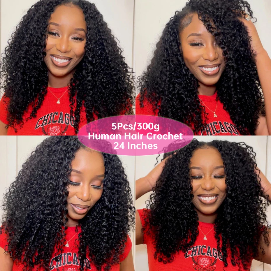 100% Human Hair Feather Crochet Pre Looped Invisible Miracle Knots Burmese Curly Hair Feathered Crochet Human Hair 1B Natural Colored Pre Braided Deep Wave Curly Hair Weave Bundles Remy Human Hair Extensions 18 20 22 24 Inch Free Shipping view 7