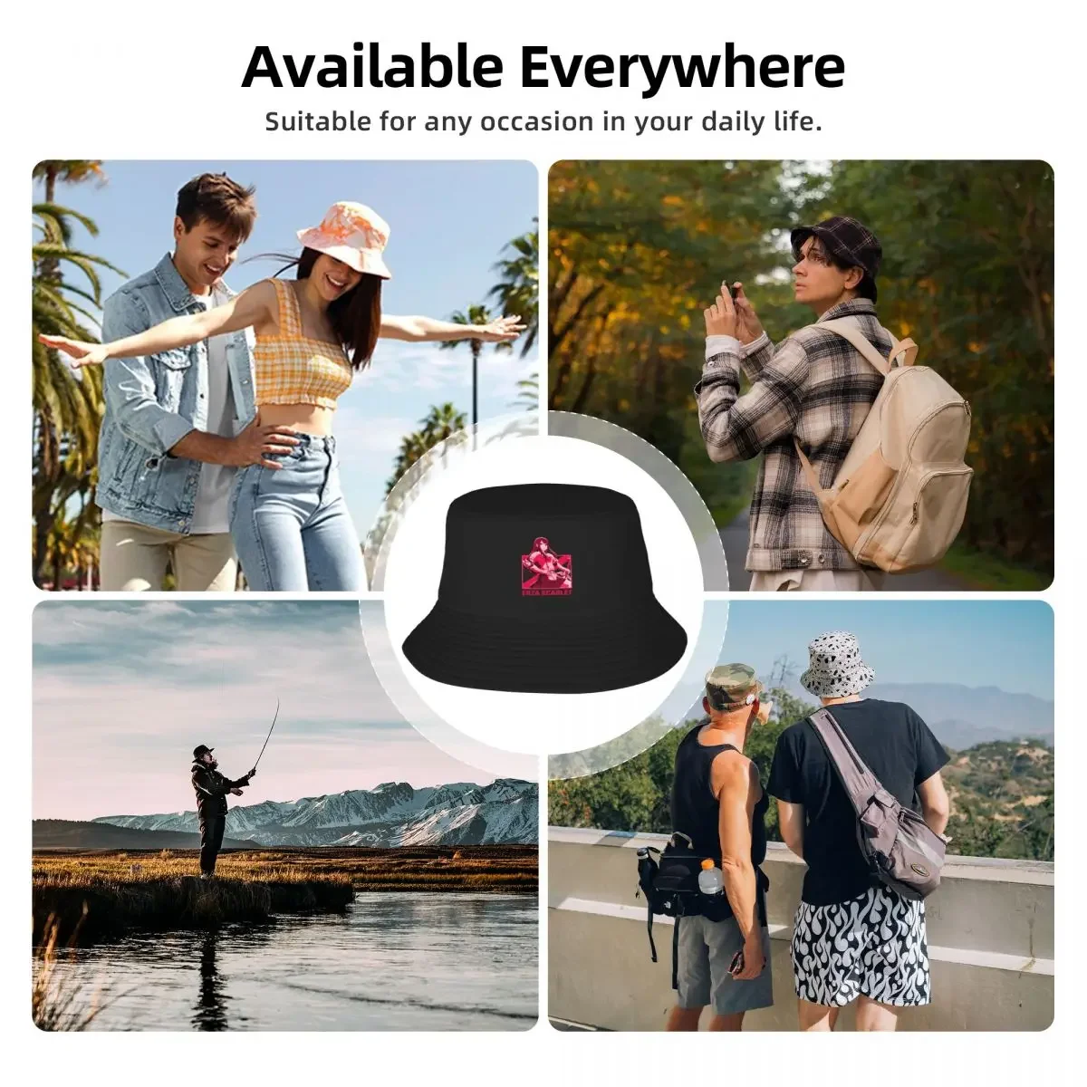 ERZA SCARLET Bucket Hat Bobble Hat Hip Hop Beach Outing Sun Hats For Women Men's