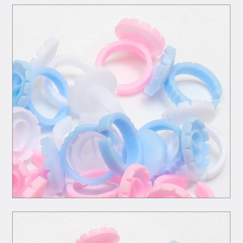Wholesale 100Pcs Disposable Container Tattoo Pigment Eyelash Extension Tools Lash Cup Rings Holder Eyelash Glue Fan Supplies