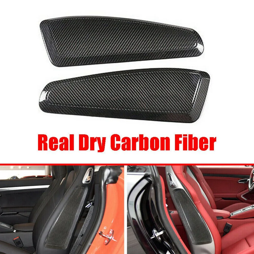 Real Dry Carbon Fiber Seat Side Cover Trim for-Porsche 911 2012-2018 718