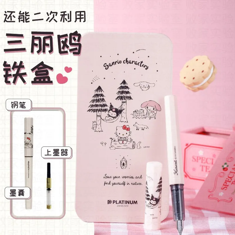 Sanrio Camping Time-Small Meteor Pen, Japão Platinum, Exclusivo para Estudantes, Prática Caligrafia, Caixa de Presente, Papelaria Escola