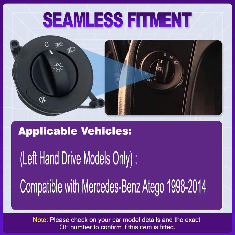 مفتاح التحكم في مصباح الضباب الأمامي لشاحنة مرسيدس بنز Atego 1998 1999 2000 2001 2002 2003-2014 A0015453304