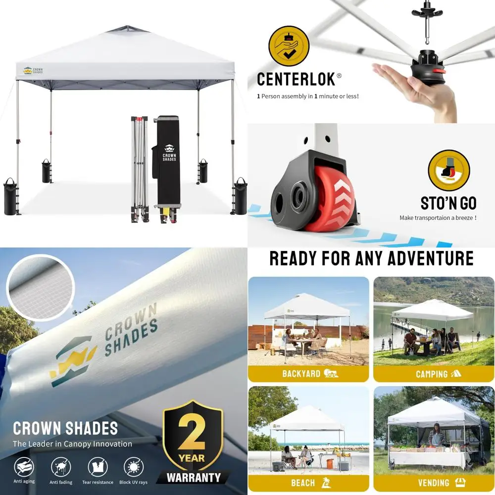 

Выдвижной навес для улицы 12x12 с сумкой на колесиках, удобная установка в один нажим, включает 8 кольев и 4 веревка для повышенной стабильности.