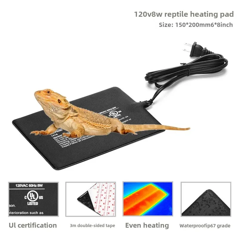 120V8W Aquarium Reptile Heating Pad Reptile Heating Pad Pet Heating Film UL CE Certification