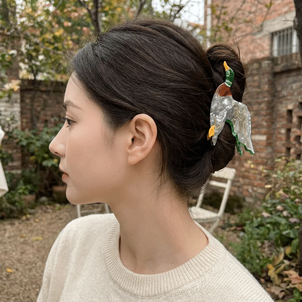 Cute Parrot Acetic Acid Hair Claw Swallow Penguin Bird Hair Clip Duck Headwear Cartoon Animal Shark Clip Travel