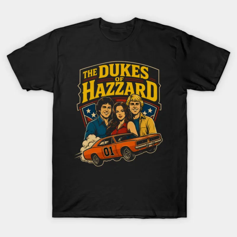 Retro Dukes of Hazzard Vintage Hazzard County Racing Graphic T-Shirt General Lee 01 Muscle Car Tee Classic 80s TV Fan Gift Tops