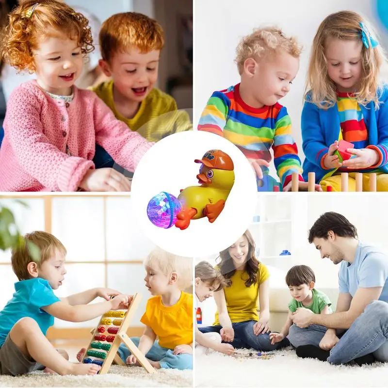 Dando dança música elétrica andando pato brinquedo com bola de luz em movimento pato brinquedos brinquedo educativo jogo para aniversário da criança crianças