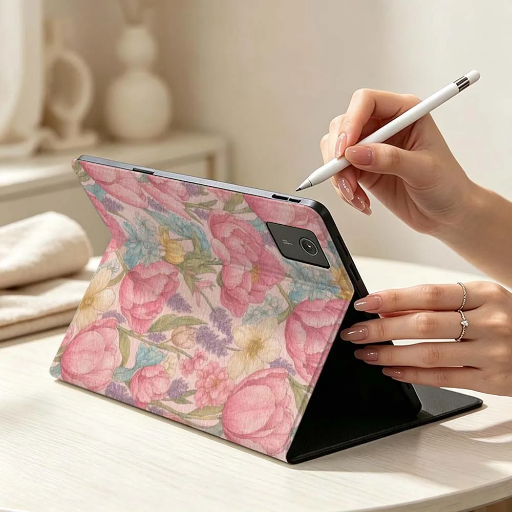 Retro Pink Floral Pattern Soft Pen Tray Tablet Case For Lenovo Xiaoxin Lenovo Tab Pad Pro Plus P12 P11 M10
