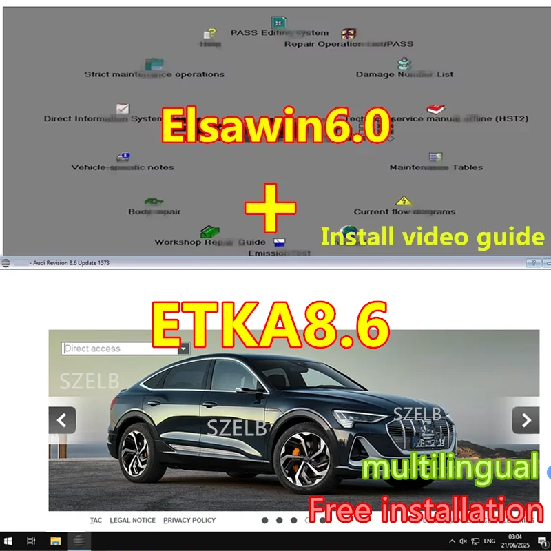 ELSAWIN 6.0 with Etka 8.6 Latest Maintenance Software Group Vehicle Electronic Parts Catalog, Suitable for V/W+AU/DI+SE/AT+SKO/D