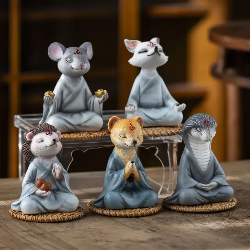 Zen ornament five immortals desktop offering lucky car decoration fox yellow fairy hedgehog mouse snake mascot