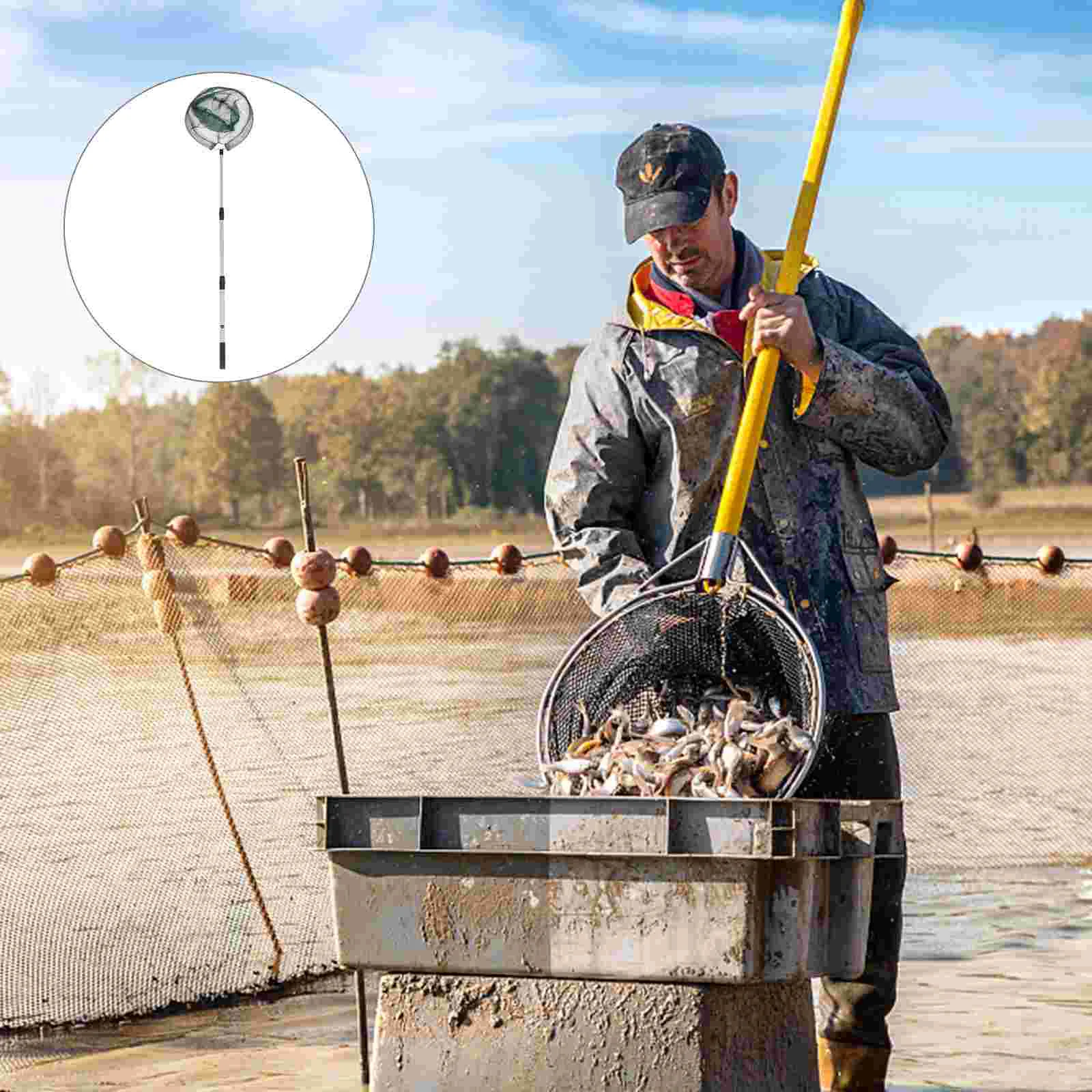 

Fishing Landing Net Telescoping Minnow Collapsible Shrinkable Fishnet Accessories Holes Outdoor Container Shrimp Black Pond