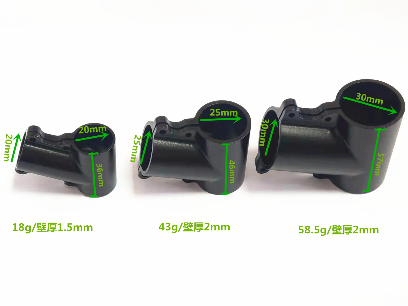 Three-way joint carbon tube T-clamp connection clamp for RC Multirotor Drone, Aluminum Alloy T-angle Tripod, 20, 25, 30mm