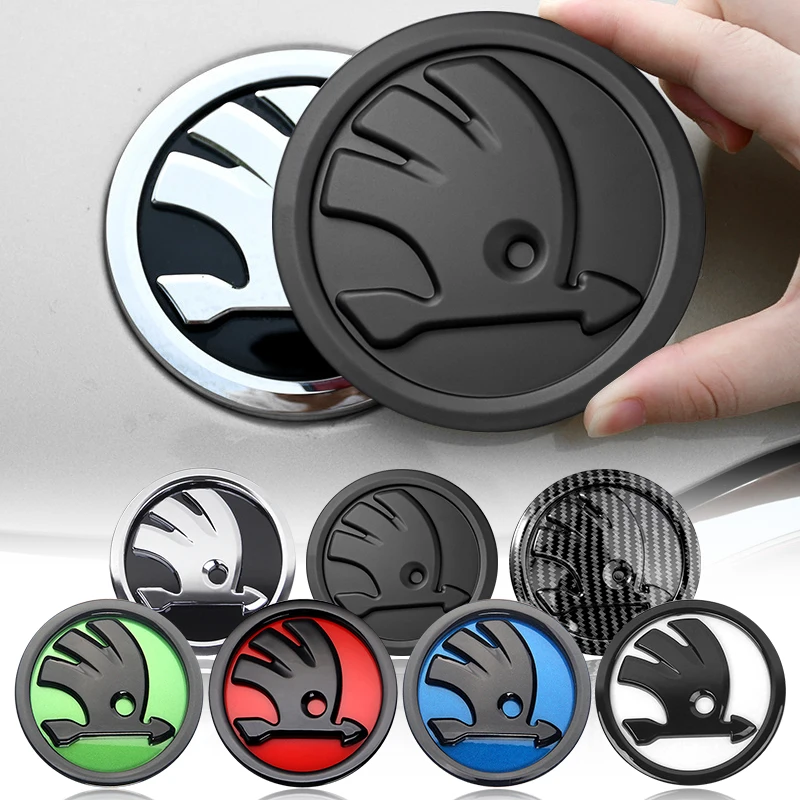 Auto Styling Emblem Badge Front Rear Trunk Logo steering wheel wheel hub cap Sticker For Skoda Kodiaq Karoq Octavia Fabia Superb