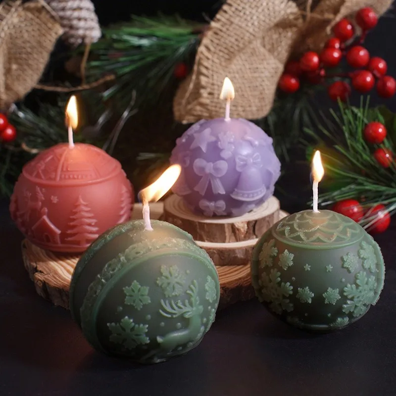 Spherical Candle Mold Non-Toxic Christmas 3d Relief Candle Mold Gypsum Ornament Mold High Quality For Diy Crafts Gypsum Home