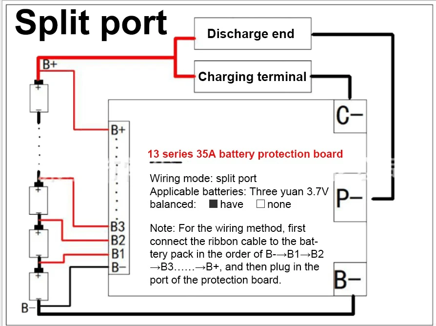 BMS 13S 48V 35A/50A With Balance Li-Ion Battery Pack Protection Board Lithium Battery Balance Meter Into Circuit Board