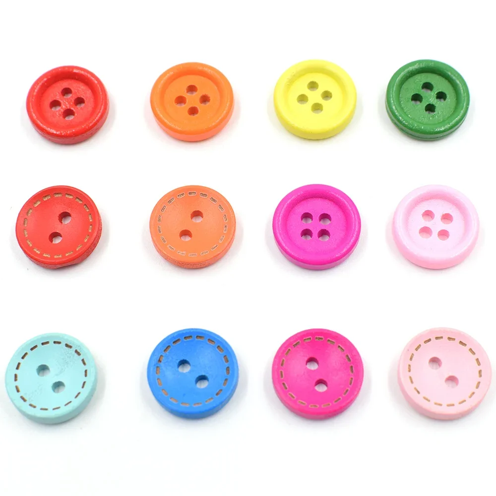 50Pcs Round Random Mixed colors Wood Buttons For Handwork Sewing Scrapbook DIY Craft Home Gift Decoration Accessories