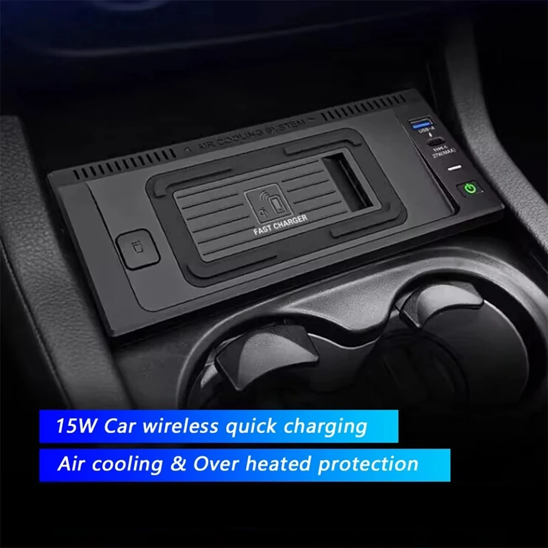 شاحن سيارة لاسلكي شاحن سيارة لاسلكي سريع شاحن الهاتف لوحة شحن ل ML GLS W166 C292 X166 2013-2019