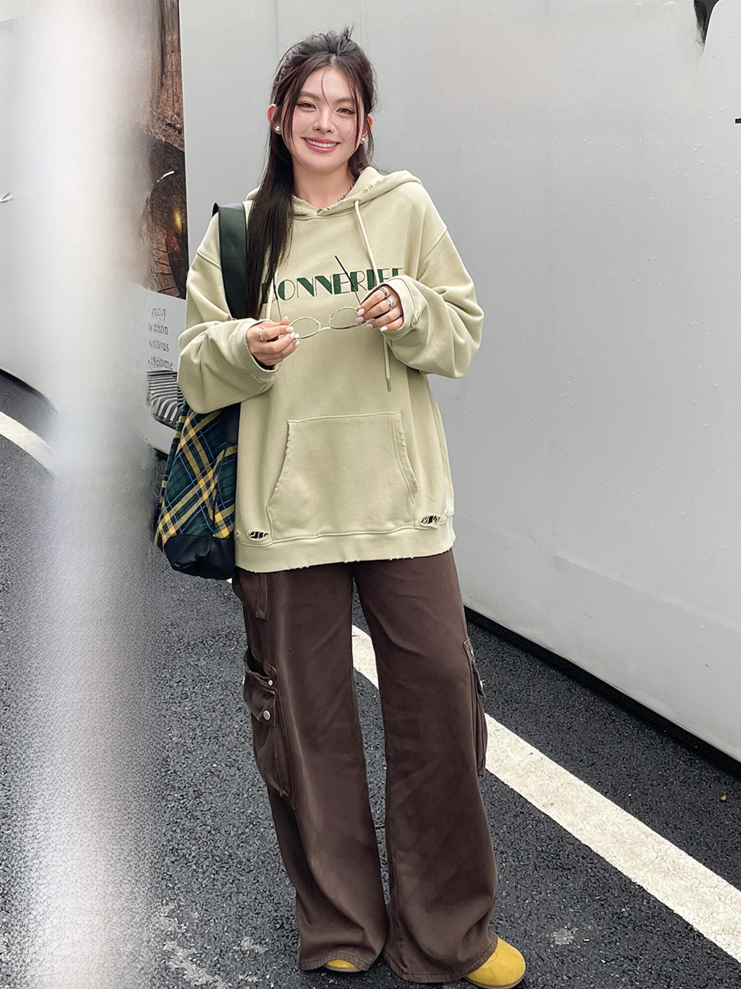 

Женская толстовка свободного кроя с длинными рукавами в корейском стиле, удобная, оверсайз, повседневная, уличная мода, осень 2025