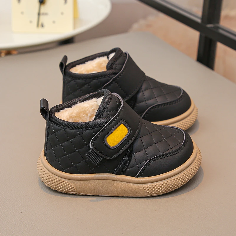 1-12 سنة الأطفال أحذية الثلوج الكاكي مبطن سميكة الفتيان الفتيات أحذية مشي الوردي لينة عدم الانزلاق الاطفال أحذية قطنية قصيرة #4