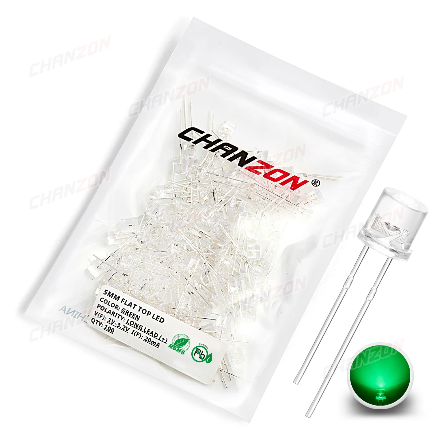 100pcs 5mm LED Light Emitting Diode Flat Top Warm white Red Blue Green UV Orange Yellow Pink Color Bulb Lamp 2V 3V DIY Indicator