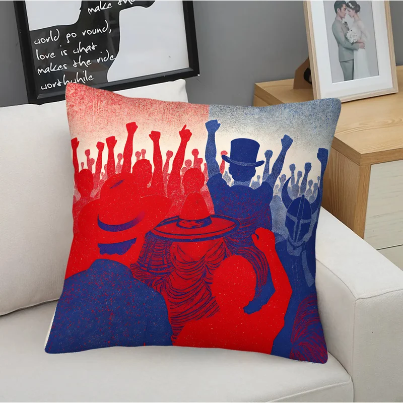 Retro World Football Throw Pillow With Pillow Insert Excited Cheering Crowd Print Square Cushion Fashion Sofa Bedroom Decor Gift