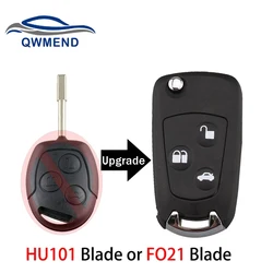 QWMEND Replacement Car Remote Key Shell for Ford Mondeo Focus 2 3 Festiva Fiesta HU101/FO21 Blade Smart Car Key Fob Case