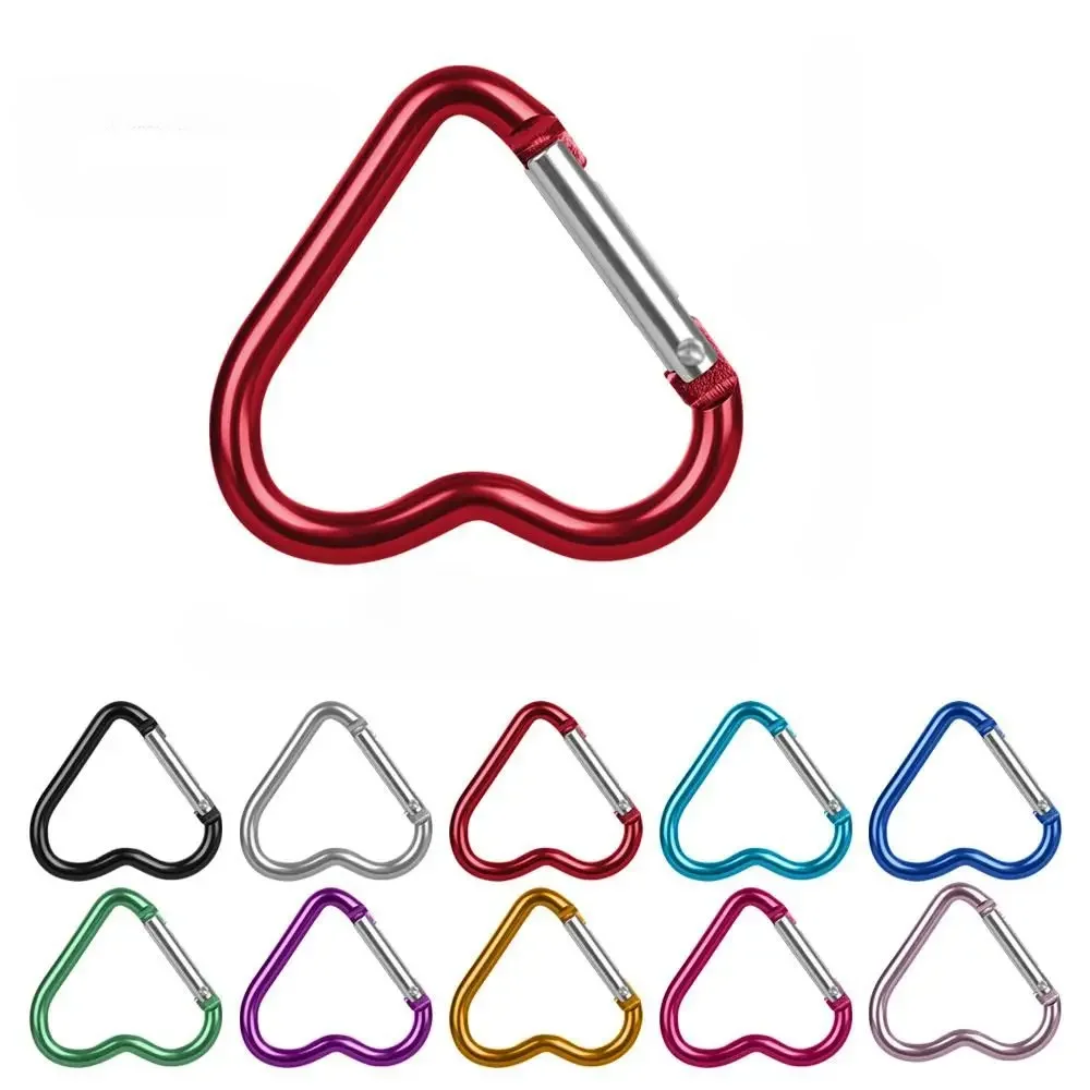 1PC Heart-shaped Aluminum Carabiner Keychain Clip Outdoor Tools Water Bottle Keyring Hook Hanging Buckle Travel Kit Accessories