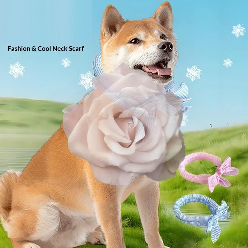 Popular Pet Cooling Ice Scarf Breathable Heat Resistant Adjustable Collar Bib For Dogs Cats Pet Supplies