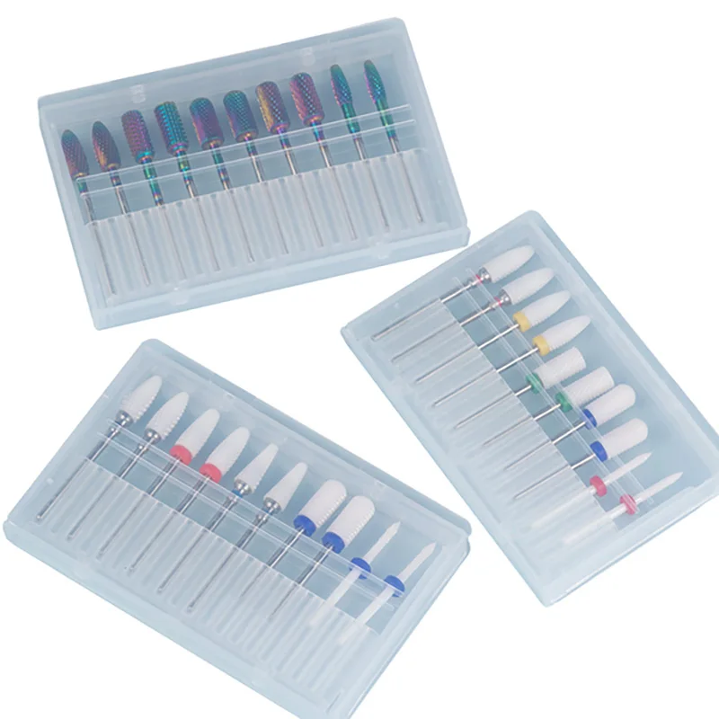 フライスマニキュアセット10個電気ドリルマニキュアマシンミルカッターを除去するためのゲルワニス