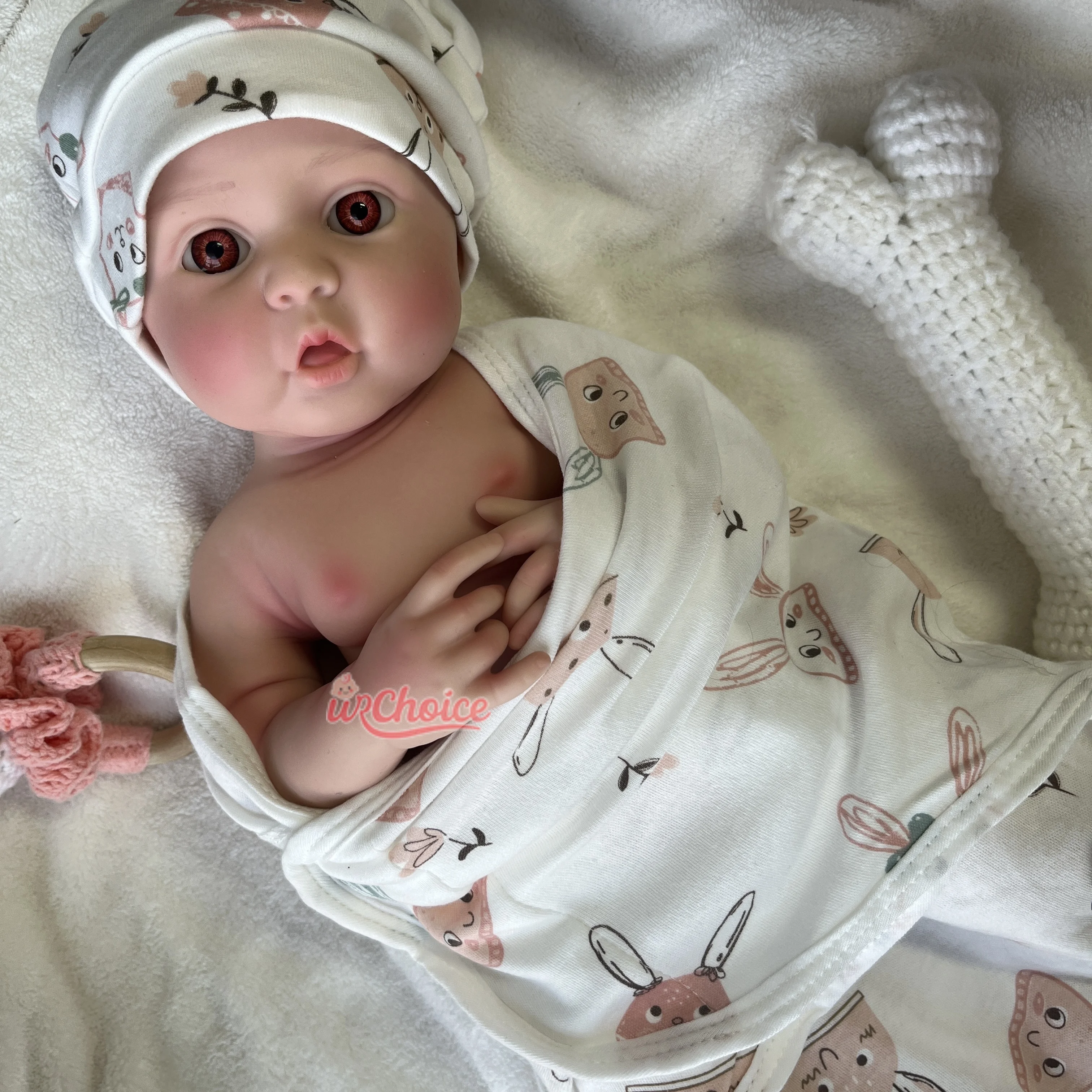 

Bathable Waterproof Doll Full Silicone Reborn Baby Hand-painted Cuddly Girl with Open Eyes for Photography Prop