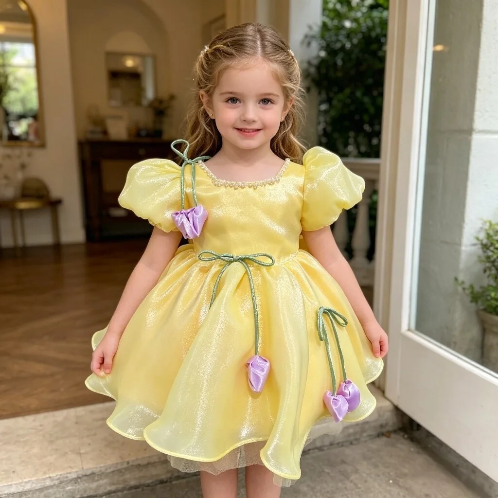 HETISO Children's Formal Dress 3D Flower Princess Ball Gown For Kids Girls Pageant Costume 4-12 Years
