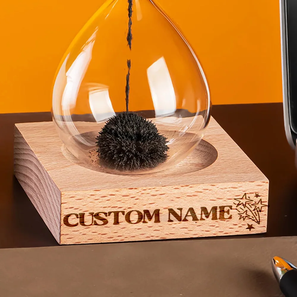 1 قطعة نيزك مضحك اسم مخصص سطح المكتب المغناطيسي الزجاج الرمال الساعة الرملية مع قاعدة الرمال الموقت هدايا حفلات الزفاف #2