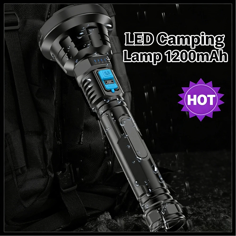 

Multifunctional Waterproof LED Camping Lamp 1200mAh USB Charging Dimmable Emergency Flashlight Power Display Outdoor Work Light