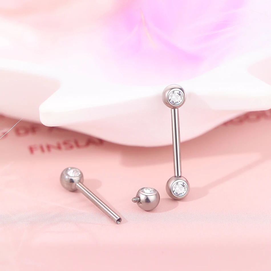 1/5PCS Titanium Internally Threaded Nipple Barbell Crystal Zircon Breast Ring for Women Sexy Nipple Mamilo Piercings Jewelry 14G