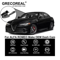 For Alfa Romeo Stelvio Giulia Dash Cam Dashcam Car Dash Camera 4K Wifi Front and Rear OEM Plug Play Auto Automatic Car DVR