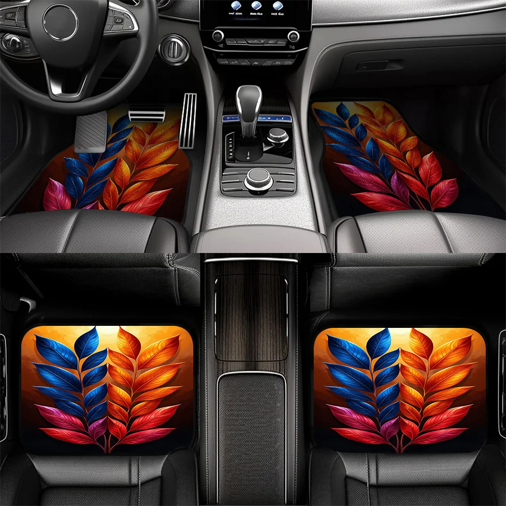 4pcs Autumn Leaves Elegance Car Mats, Fit For Trucks, Crossovers And Cars, Distinctive Pick For Interior Decoration Enthusiasts