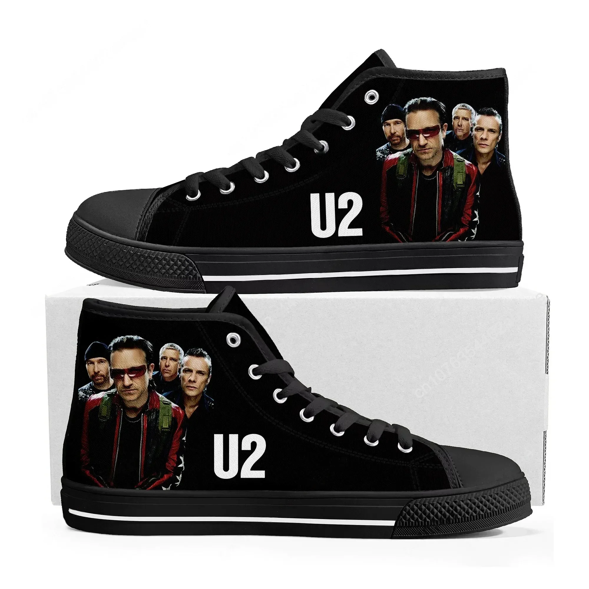 U2 High Top Shoes Men Women Teenager Canvas Walking Sneaker Rock Band Music Fans Sneakers Couple Footwear Custom Shoe Unisex
