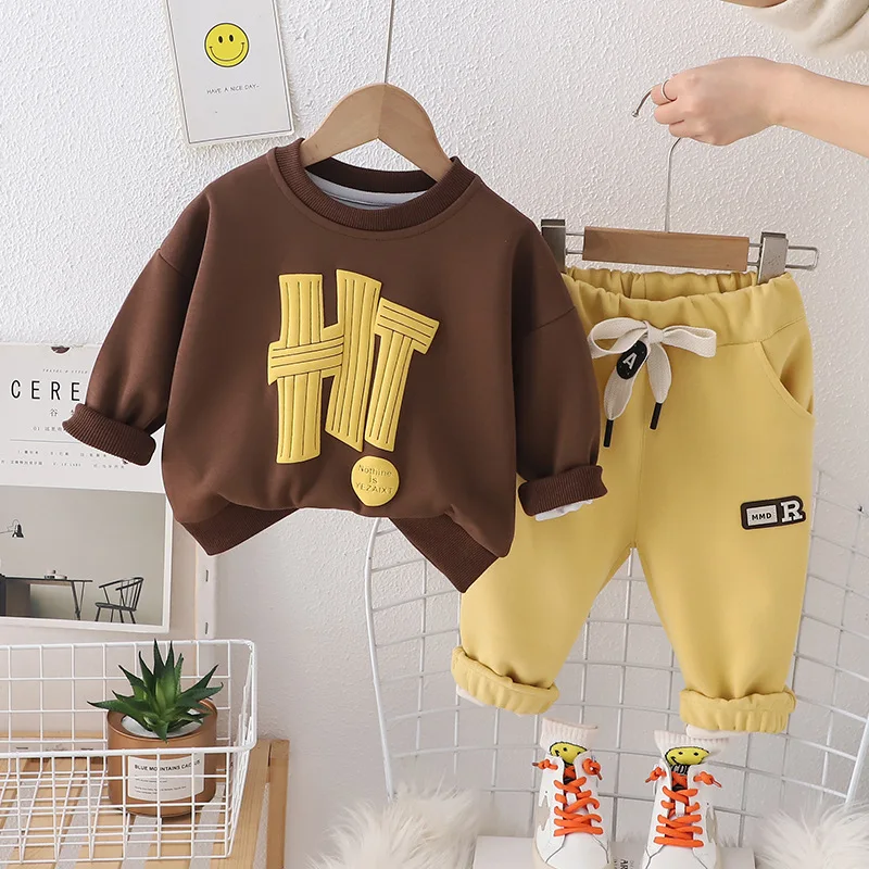 2024 Spring Autumn Baby Boys Clothing Sets Children Cotton Letters Sweatshirts Pants 2Pcs Suit For 1-5 Years Kids Casual Outfits