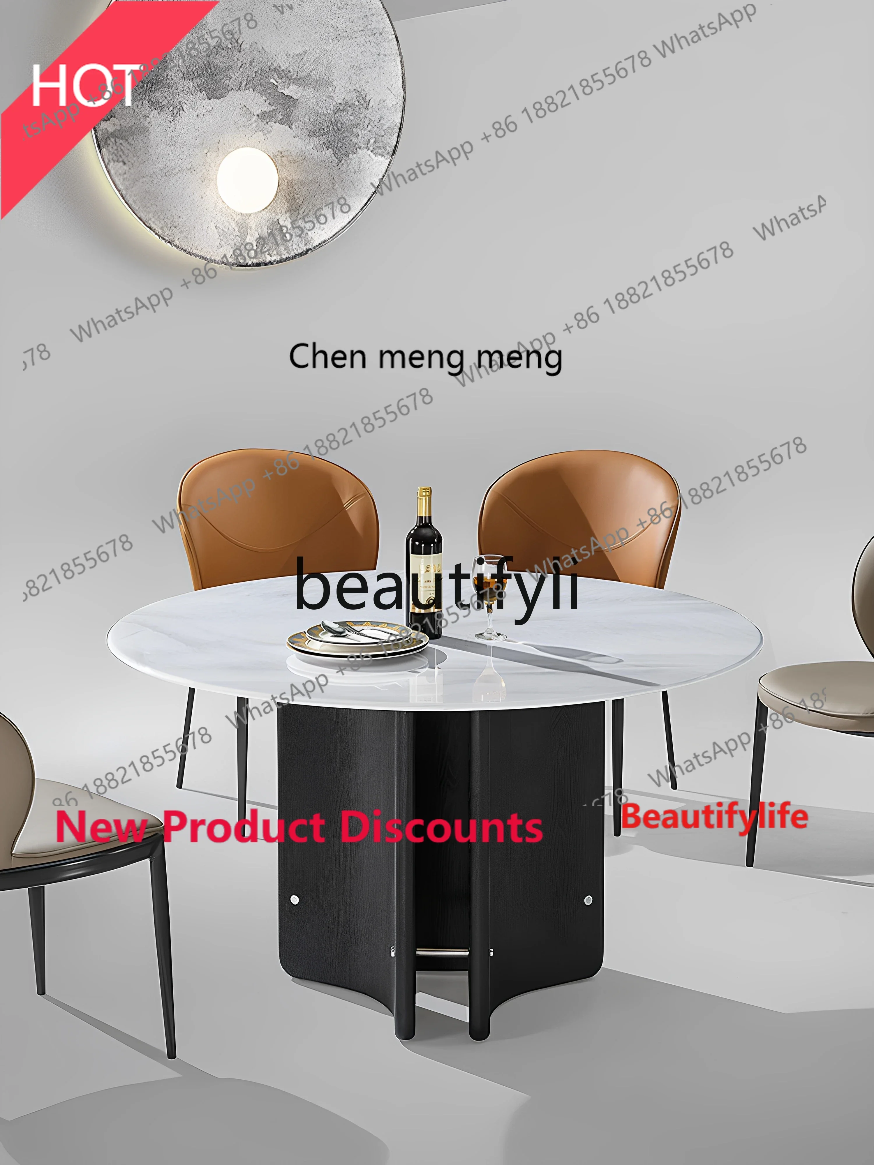 

Lhy E1001 ssL178 обеденный стол из травертина из массива дерева, каменная плита, круглый стол, обеденный стол для маленькой квартиры, элитный обеденный стол для гостиной, дома