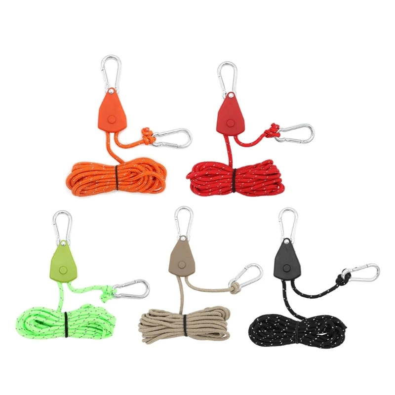 Camping Tent Rope with Ratchet Pulley, Quick Setups Outdoor Guy Line Adjusted