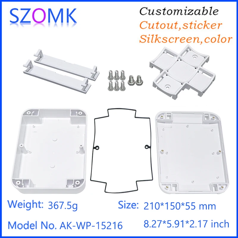 SZOMK Waterproof Enclosure Junction Box Outdoor Pole Mount Plastic Instument Housing IOT Gateway IP65 Weatherproof Plastic Case