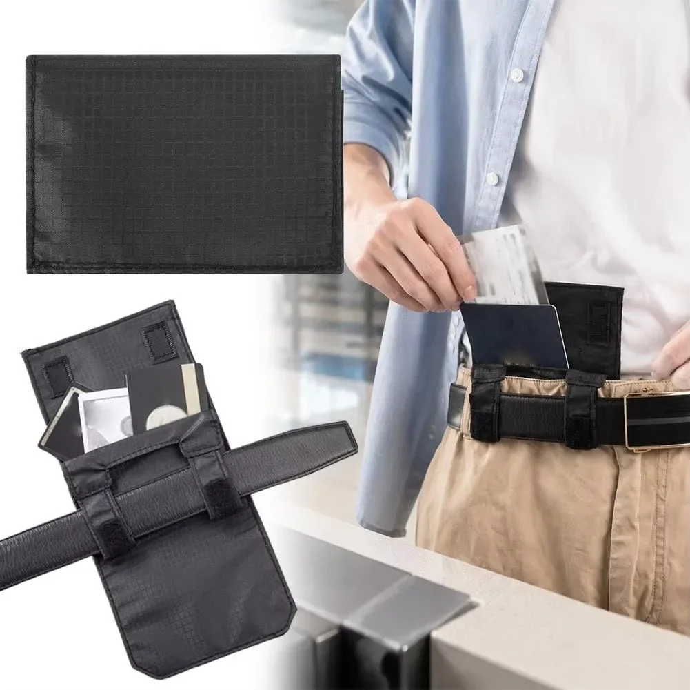 3-in-1 Hidden Pocket Travel Wallet Belt Foldable Under-Clothing Nylon Secure Wallet for Passport Cash Cards Anti Theft Belt