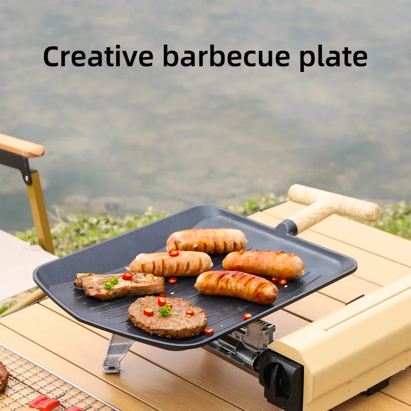 

Creative Shovel Grill Pan Korean Geometry Non-Stick Barbecue Plate Outdoor Travel Camping Frying Pan Steak Frying Roasting Pan