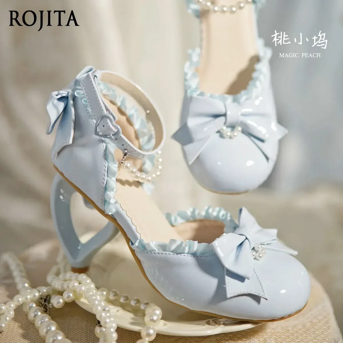 

Fashion Love Heel Lolita Pink Princess High Heels Girls Sweet Mary Jane Ladies Shoes Womens Elegant Wedding High Heels